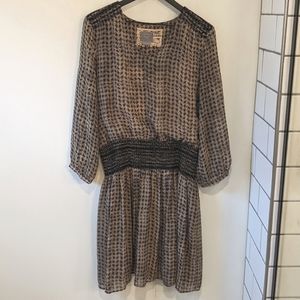 Anthropologie Vanessa Virginia Callista Smocked Long Sleeve Drop Waist Dress